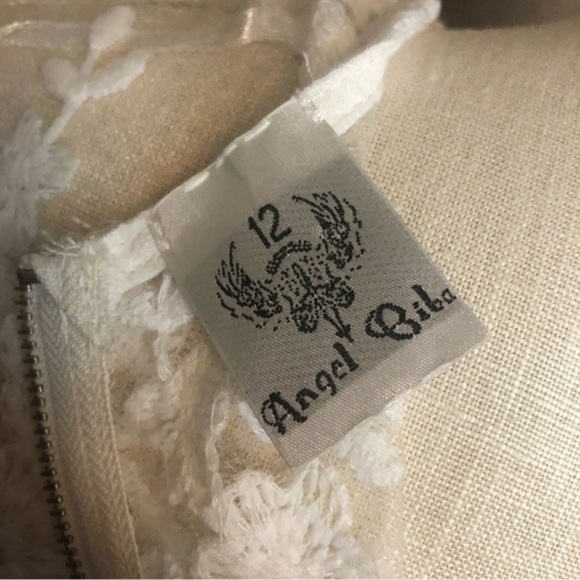 Angel Biba Lace mini dress partially lined 12 cream tan - Picture 7 of 7